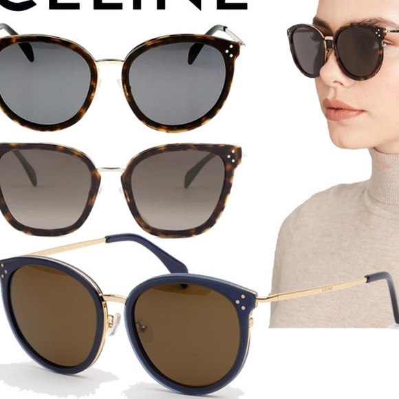 CELINE CL40033F WOMEN'S SUNGLASSES BLUE/GOLD - Picture 4 of 9
